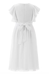 Abaowedding Fancy Chiffon Flower Girl Dresses Flutter Sleeves Junior Bridesmaid Dress