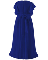 Abaowedding Fancy Chiffon Flower Girl Dresses Flutter Sleeves Junior Bridesmaid Dress