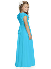 Abaowedding Fancy Chiffon Flower Girl Dresses Flutter Sleeves Junior Bridesmaid Dress