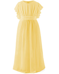 Abaowedding Fancy Chiffon Flower Girl Dresses Flutter Sleeves Junior Bridesmaid Dress