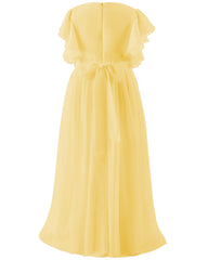 Abaowedding Fancy Chiffon Flower Girl Dresses Flutter Sleeves Junior Bridesmaid Dress