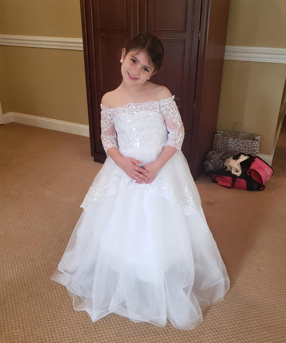 AbaoWedding Elegant Flower Girl Lace Beading First Communion Dress AbaoWedding Elegant Flower Girl Lace Beading First Communion Dress