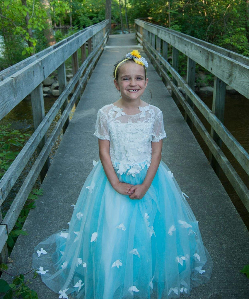 AbaoWedding 3D Flowers Vintage Kids Prom Ball Gowns Fancy Flower Girl Dress