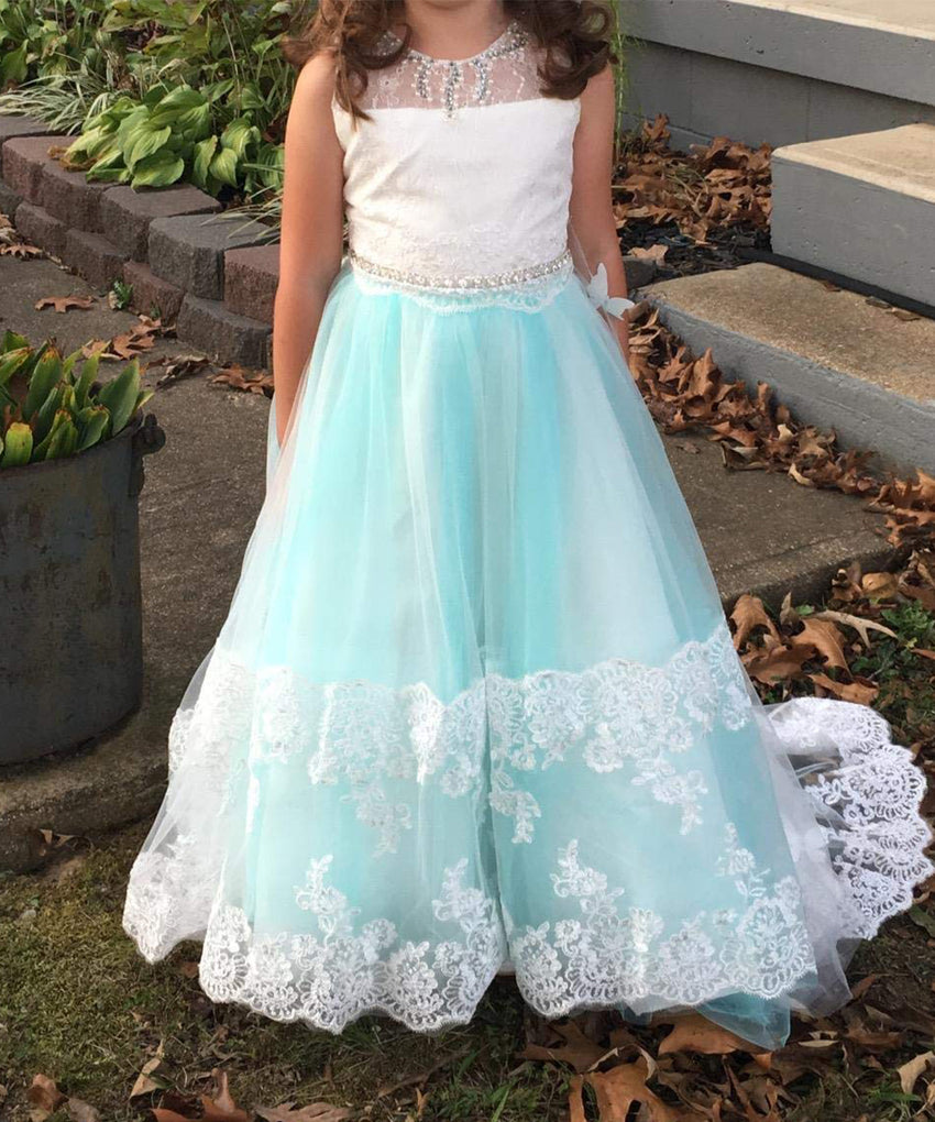 AbaoWedding Lace Flower Girls Dresses Kids First Communion Dress Princess Wedding Pageant Ball Gown