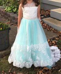 AbaoWedding Lace Flower Girls Dresses Kids First Communion Dress Princess Wedding Pageant Ball Gown