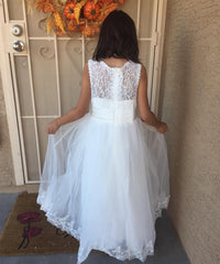 AbaoWedding Lace Embellished A-Line Sleeveless Girls Wedding Party Dresses