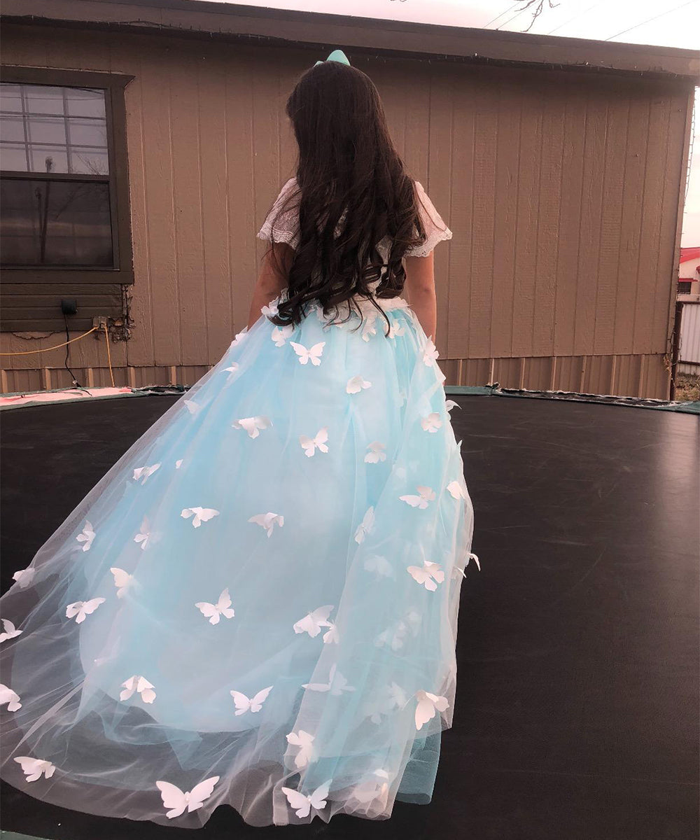 AbaoWedding 3D Flowers Vintage Kids Prom Ball Gowns Fancy Flower Girl Dress