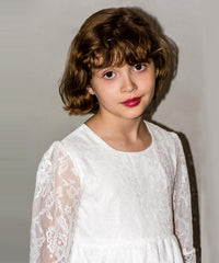 AbaoWedding Vintage Flower Girls Lace Dresses Sleeves Kids Party Gowns