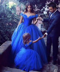 AbaoWedding Girls Blue Prom Puffy Tulle Princess Ball Gowns Kids Pageant Flower Girls Dresses