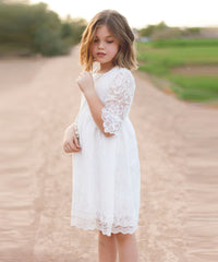 AbaoWedding Vintage Flower Girls Lace Dresses Sleeves Kids Party Gowns