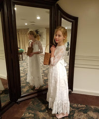 AbaoWedding Fancy Ivory White Lace Boho Rustic Flower Girl Dress 2-12 Year Old