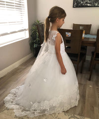 AbaoWedding Lace Flower Girls Dresses Kids First Communion Dress Princess Wedding Pageant Ball Gown