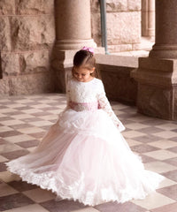 ABaoWedding Long Sleeves Flower Girl First Communion Dresses Princess Pageant Party Dress