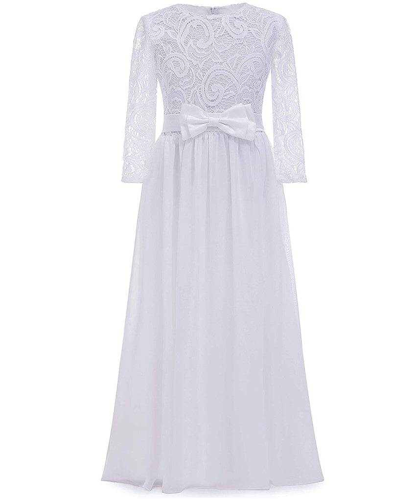 AbaoWedding Flower Girl Wedding 3/4 Sleeves Kids Lace Pageant First Communion Dress - AbaoWedding