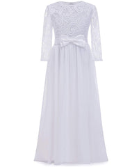 AbaoWedding Flower Girl Wedding 3/4 Sleeves Kids Lace Pageant First Communion Dress - AbaoWedding