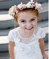 AbaoWedding Lace Chiffon Flower Girl A-line Dress Kids White Holy Communion Gowns
