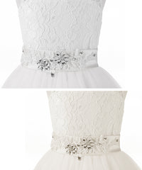 AbaoWedding Flower Girl Dress Floral Appliques Sleeveless Fluffy Kids Ball Gown Pink White Ivory