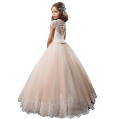 PLwedding Flower Girl Dress Kids Lace Beaded Pageant Ball Gowns