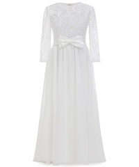 AbaoWedding Flower Girl Wedding 3/4 Sleeves Kids Lace Pageant First Communion Dress - AbaoWedding