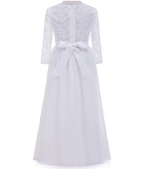 AbaoWedding Flower Girl Wedding 3/4 Sleeves Kids Lace Pageant First Communion Dress - AbaoWedding
