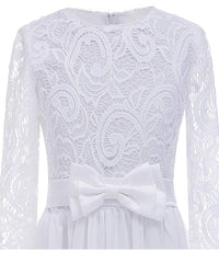 AbaoWedding Flower Girl Wedding 3/4 Sleeves Kids Lace Pageant First Communion Dress - AbaoWedding