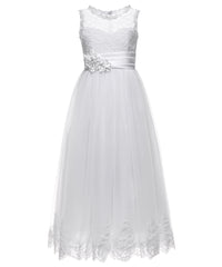 AbaoWedding Lace Embellished A-Line Sleeveless Girls Wedding Party Dresses - AbaoWedding