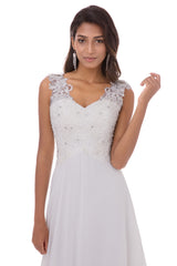 AbaoWedding Women's Wedding Dress Lace Double V-neck Sleeveless Evening Dress