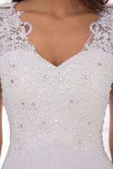 AbaoWedding Women's Wedding Dress Lace Double V-neck Sleeveless Evening Dress