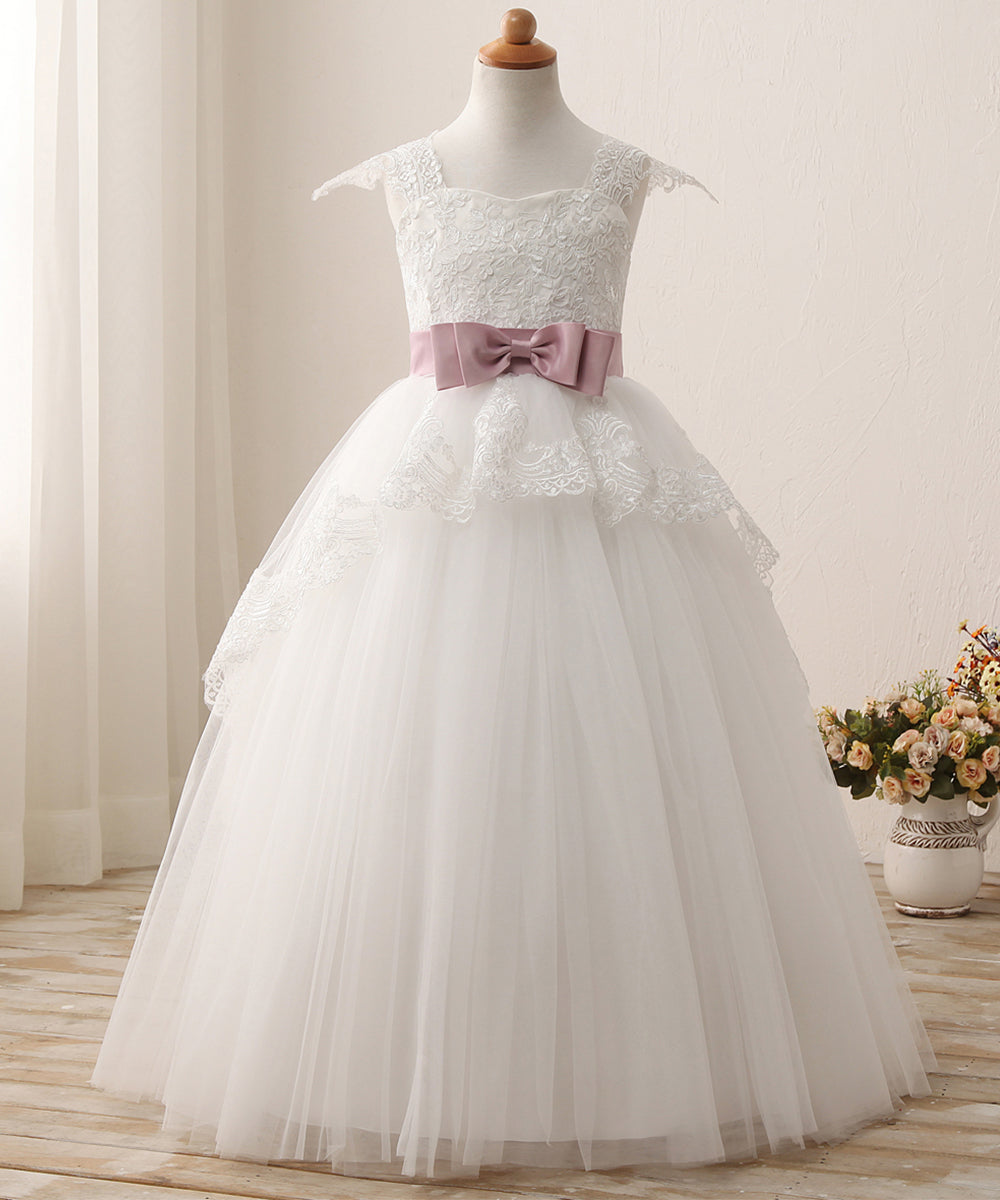 Avadress Fancy Flower Girl Lace Applique Wedding Dress