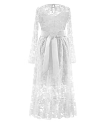 AbaoWedding Fancy Ivory White Lace Boho Rustic Flower Girl Dress 2-12 Year Old - AbaoWedding