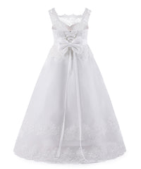 AbaoWedding Ball Gown Lace up Flower Holy First Communion Girl Tulle Lace Dresses 1-12 Year Old - AbaoWedding