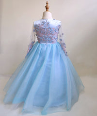 AbaoWedding 3D Flowers Prom Puffy Tulle Princess Ball Gowns Kids Pageant Flower Girls Dresses