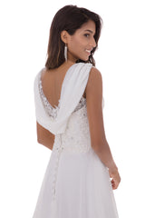 AbaoWedding Women's Wedding Dress Lace Double V-neck Sleeveless Evening Dress