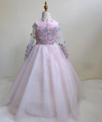 AbaoWedding 3D Flowers Prom Puffy Tulle Princess Ball Gowns Kids Pageant Flower Girls Dresses