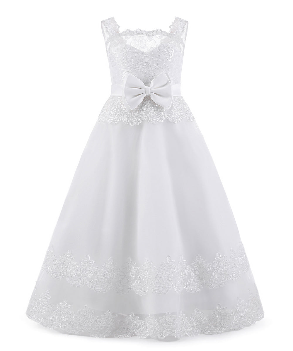 AbaoWedding Ball Gown Lace up Flower Holy First Communion Girl Tulle Lace Dresses 1-12 Year Old - AbaoWedding