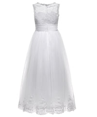 AbaoWedding Lace Embellished A-Line Sleeveless Girls Wedding Party Dresses - AbaoWedding