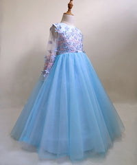 AbaoWedding 3D Flowers Prom Puffy Tulle Princess Ball Gowns Kids Pageant Flower Girls Dresses