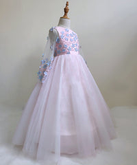 AbaoWedding 3D Flowers Prom Puffy Tulle Princess Ball Gowns Kids Pageant Flower Girls Dresses