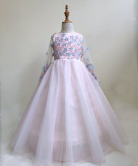 AbaoWedding 3D Flowers Prom Puffy Tulle Princess Ball Gowns Kids Pageant Flower Girls Dresses