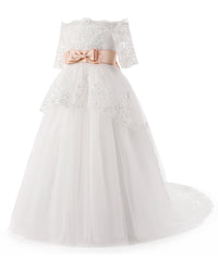 AbaoWedding Elegant Flower Girl Lace Beading First Communion Dress 2-12 Years Old - AbaoWedding