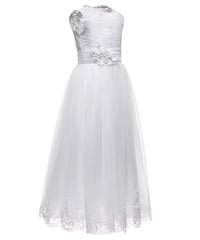 AbaoWedding Lace Embellished A-Line Sleeveless Girls Wedding Party Dresses - AbaoWedding